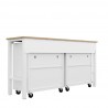 Manhattan Comfort 3-Piece Fortress Mobile Space-Saving Steel Garage Cabinet and Worktable 3.0 in White Back