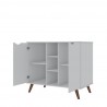 Manhattan Comfort Hampton 39.37 Buffet Stand Cabinet with 7 Shelves and Solid Wood Legs in White Open