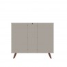 Manhattan Comfort Hampton 39.37 Buffet Stand Cabinet with 7 Shelves and Solid Wood Legs in Off White Back