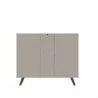 Manhattan Comfort Hampton 39.37 Buffet Stand Cabinet with 7 Shelves and Solid Wood Legs in Off White Back - Manhattan Comfort Hampton 39.37 Buffet Stand Cabinet with 7 Shelves and Solid Wood Legs in Off White Back
