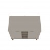 Manhattan Comfort Hampton 39.37 Buffet Stand Cabinet with 7 Shelves and Solid Wood Legs in Off White Top