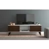 Manhattan Comfort Doyers 53.15 Mid-Century Modern TV Stand in White and Nut Brown - Manhattan Comfort Doyers 53.15 Mid-Century Modern TV Stand in White and Nut Brown