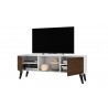 Manhattan Comfort Doyers 53.15 Mid-Century Modern TV Stand in White and Nut Brown Open