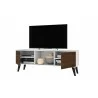 Manhattan Comfort Doyers 53.15 Mid-Century Modern TV Stand in White and Nut Brown Open - Manhattan Comfort Doyers 53.15 Mid-Century Modern TV Stand in White and Nut Brown Open