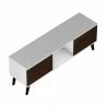 Manhattan Comfort Doyers 53.15 Mid-Century Modern TV Stand in White and Nut Brown Top - Manhattan Comfort Doyers 53.15 Mid-Century Modern TV Stand in White and Nut Brown Top