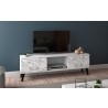 Manhattan Comfort Doyers 53.15 Mid-Century Modern TV Stand in White and Marble Stamp