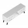 Manhattan Comfort Doyers 53.15 Mid-Century Modern TV Stand in White and Marble Stamp Top