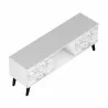 Manhattan Comfort Doyers 53.15 Mid-Century Modern TV Stand in White and Marble Stamp Top - Manhattan Comfort Doyers 53.15 Mid-Century Modern TV Stand in White and Marble Stamp Top