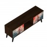 Manhattan Comfort Doyers 53.15 Mid-Century Modern TV Stand in Multi Color Red and Blue Top