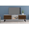 Manhattan Comfort Doyers 62.20 Mid-Century Modern TV Stand in White and Nut Brown