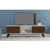 Manhattan Comfort Doyers 62.20 Mid-Century Modern TV Stand in White and Nut Brown - Manhattan Comfort Doyers 62.20 Mid-Century Modern TV Stand in White and Nut Brown