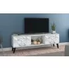 Manhattan Comfort Doyers 62.20 Mid-Century Modern TV Stand in White and Marble Stamp - Manhattan Comfort Doyers 62.20 Mid-Century Modern TV Stand in White and Marble Stamp