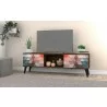 Manhattan Comfort Doyers 62.20 Mid-Century Modern TV Stand in Multi Color Red and Blue - Manhattan Comfort Doyers 62.20 Mid-Century Modern TV Stand in Multi Color Red and Blue