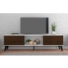 Manhattan Comfort Doyers 70.87 Mid-Century Modern TV Stand in White and Nut Brown
