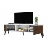 Manhattan Comfort Doyers 70.87 Mid-Century Modern TV Stand in White and Nut Brown