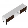 Manhattan Comfort Doyers 70.87 Mid-Century Modern TV Stand in White and Nut Brown Top