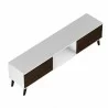 Manhattan Comfort Doyers 70.87 Mid-Century Modern TV Stand in White and Nut Brown Top - Manhattan Comfort Doyers 70.87 Mid-Century Modern TV Stand in White and Nut Brown Top