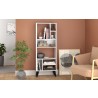 Manhattan Comfort Warren Tall Bookcase 1.0 with 8 Shelves in White with Black Feet