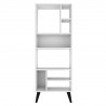 Manhattan Comfort Warren Tall Bookcase 1.0 with 8 Shelves in White with Black Feet Front