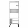 Manhattan Comfort Warren Tall Bookcase 1.0 with 8 Shelves in White with Black Feet Front - Manhattan Comfort Warren Tall Bookcase 1.0 with 8 Shelves in White with Black Feet Front