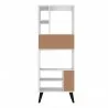 Manhattan Comfort Warren Tall Bookcase 1.0 with 8 Shelves in White with Black Feet Back - Manhattan Comfort Warren Tall Bookcase 1.0 with 8 Shelves in White with Black Feet Back