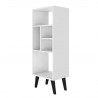 Manhattan Comfort Warren Mid-High Bookcase 2.0 with 5 Shelves in White with Black Feet Side