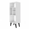 Manhattan Comfort Warren Mid-High Bookcase 2.0 with 5 Shelves in White with Black Feet Side - Manhattan Comfort Warren Mid-High Bookcase 2.0 with 5 Shelves in White with Black Feet Side