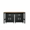 Manhattan Comfort 3-Piece Fortress Mobile Space-Saving Steel Garage Cabinet and Worktable 4.0 in Charcoal Grey Front - Manhattan Comfort 3-Piece Fortress Mobile Space-Saving Steel Garage Cabinet and Worktable 4.0 in Charcoal Grey Front