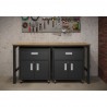Manhattan Comfort 3-Piece Fortress Mobile Space-Saving Steel Garage Cabinet and Worktable 4.0 in Charcoal Grey