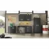 Manhattan Comfort 3-Piece Fortress Mobile Space-Saving Steel Garage Cabinet and Worktable 4.0 in Charcoal Grey Set - Manhattan Comfort 3-Piece Fortress Mobile Space-Saving Steel Garage Cabinet and Worktable 4.0 in Charcoal Grey Set