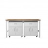 Manhattan Comfort 3-Piece Fortress Mobile Space-Saving Steel Garage Cabinet and Worktable 4.0 in White