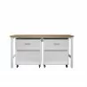 Manhattan Comfort 3-Piece Fortress Mobile Space-Saving Steel Garage Cabinet and Worktable 4.0 in White Front - Manhattan Comfort 3-Piece Fortress Mobile Space-Saving Steel Garage Cabinet and Worktable 4.0 in White Front