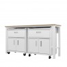 Manhattan Comfort 3-Piece Fortress Mobile Space-Saving Steel Garage Cabinet and Worktable 4.0 in White Side