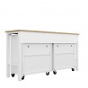 Manhattan Comfort 3-Piece Fortress Mobile Space-Saving Steel Garage Cabinet and Worktable 4.0 in White Back