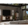 Manhattan Comfort Hampton 62.99 TV Stand with 4 Shelves and Solid Wood Legs in Off White and Maple Cream