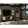 Manhattan Comfort Hampton 62.99 TV Stand with 4 Shelves and Solid Wood Legs in Off White and Maple Cream - Manhattan Comfort Hampton 62.99 TV Stand with 4 Shelves and Solid Wood Legs in Off White and Maple Cream
