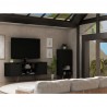 Manhattan Comfort Hampton 62.99 TV Stand with 4 Shelves and Solid Wood Legs in Black