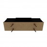 Manhattan Comfort Hampton 62.99 TV Stand with 4 Shelves and Solid Wood Legs in Black Bottom