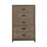 Alpine Furniture Camilla 5 Drawer Chest, Antique Grey - Front Angle - Alpine Furniture Camilla 5 Drawer Chest, Antique Grey - Front Angle