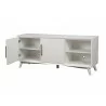 Alpine Furniture Tranquility TV Console in White - Angled with Drawers Opened - Alpine Furniture Tranquility TV Console in White - Angled with Drawers Opened