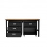 Manhattan Comfort 3-Piece Fortress Mobile Space-Saving Steel Garage Cabinet and Worktable 5.0 in Charcoal Grey Open
