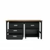 Manhattan Comfort 3-Piece Fortress Mobile Space-Saving Steel Garage Cabinet and Worktable 5.0 in Charcoal Grey Open - Manhattan Comfort 3-Piece Fortress Mobile Space-Saving Steel Garage Cabinet and Worktable 5.0 in Charcoal Grey Open