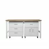 Manhattan Comfort 3-Piece Fortress Mobile Space-Saving Steel Garage Cabinet and Worktable 5.0 in White Front - Manhattan Comfort 3-Piece Fortress Mobile Space-Saving Steel Garage Cabinet and Worktable 5.0 in White Front