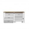 Manhattan Comfort 3-Piece Fortress Mobile Space-Saving Steel Garage Cabinet and Worktable 5.0 in White Open