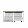 Manhattan Comfort 3-Piece Fortress Mobile Space-Saving Steel Garage Cabinet and Worktable 5.0 in White Open - Manhattan Comfort 3-Piece Fortress Mobile Space-Saving Steel Garage Cabinet and Worktable 5.0 in White Open