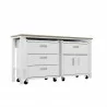 Manhattan Comfort 3-Piece Fortress Mobile Space-Saving Steel Garage Cabinet and Worktable 5.0 in White Other Side - Manhattan Comfort 3-Piece Fortress Mobile Space-Saving Steel Garage Cabinet and Worktable 5.0 in White Other Side