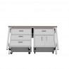 Manhattan Comfort 3-Piece Fortress Mobile Space-Saving Steel Garage Cabinet and Worktable 5.0 in White Bottom