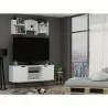 Manhattan Comfort Hampton 53.54 TV Stand with 4 Shelves and Solid Wood Legs in White - Manhattan Comfort Hampton 53.54 TV Stand with 4 Shelves and Solid Wood Legs in White