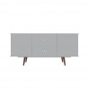 Manhattan Comfort Hampton 53.54 TV Stand with 4 Shelves and Solid Wood Legs in White Back