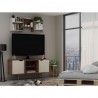 Manhattan Comfort Hampton 53.54 TV Stand with 4 Shelves and Solid Wood Legs in Off White and Maple Cream